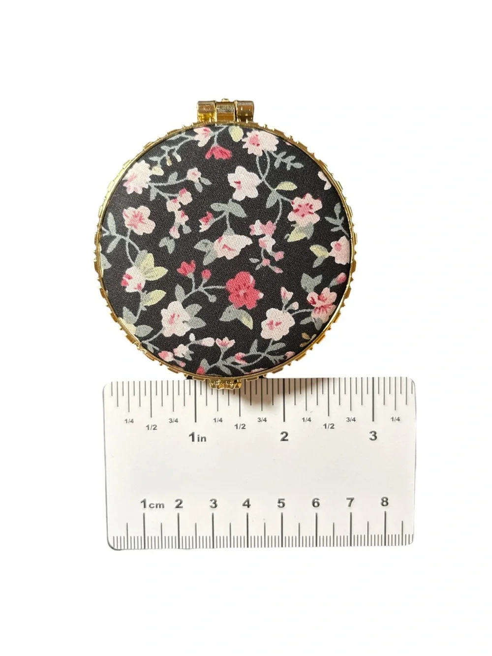 Floral Compact Round Pocket Mirror - Pink, Black, Blue, or White